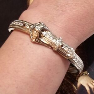 Victoria Wieck Art Deco Style Sterling CZ Buckle Bangle